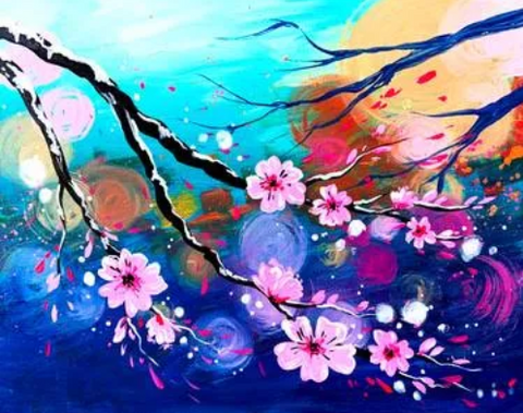 Electric Cherry Blossom Paint Night- January 9, 2026 @ 6pm