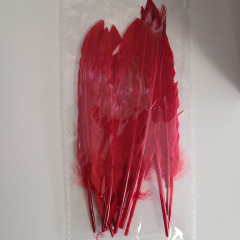 7" Duck Quill Feathers 12/pkg RED