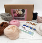 Needle felting starter kit - Natural. 70g 100% wool roving.