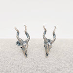 S925 Sterling Silver Skull Goat Head Stud Earrings