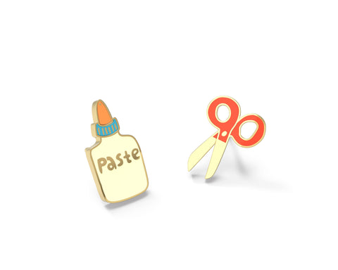 Paste and Scissors Earrings - 22k Gold Teacher Gift Jewelry
