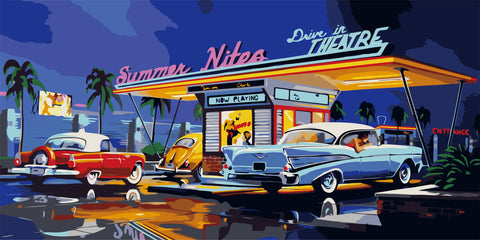 Summer Nites - DIY Paint By Numbers Kit - Vintage Wall Art: 16x32in