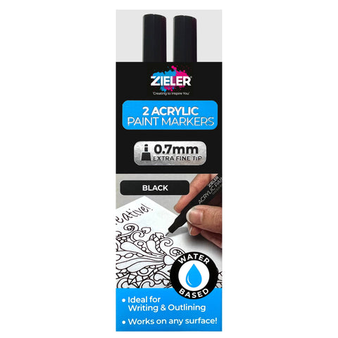 Acrylic Paint Pen - Extra Fine (0.7mm) - Black Twin Pack