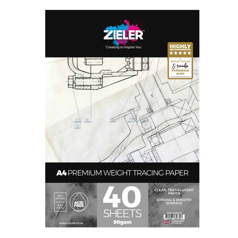 A4 Tracing Paper Pad - 90gsm Medium Weight, 40 sheets