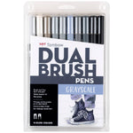 Dual Brush Pen Art Markers: Grayscale - 10-Pack