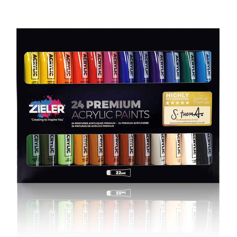 Premium Acrylic Paints Set - 24 High Pigment