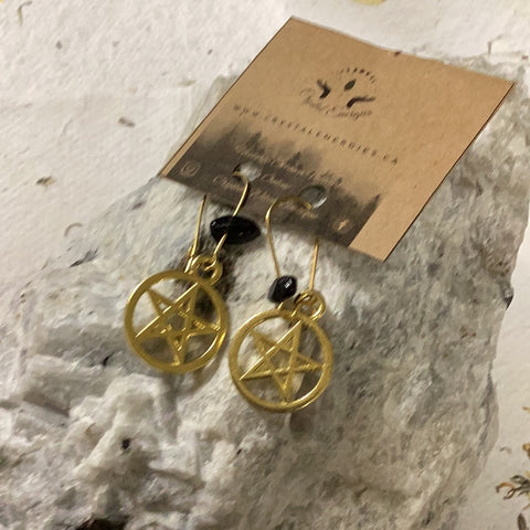 Pentagram Earrings-Medium-Gold